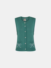 Load image into Gallery viewer, WARM HUGS ONLY | Безрукавка на ґудзики з бантиками з бісеру
