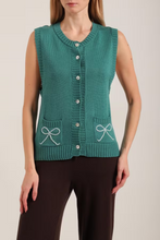 Load image into Gallery viewer, WARM HUGS ONLY | Безрукавка на ґудзики з бантиками з бісеру
